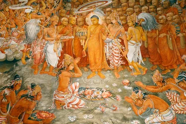 Fresque sur les murs du temple de Kelaniya à Kelaniya Vihara, l